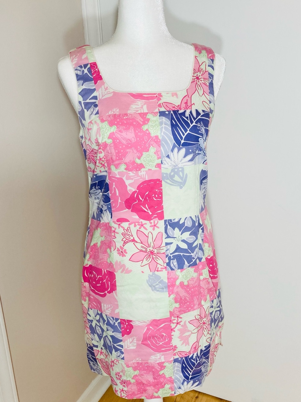 Lilly Pulitzer Vintage White Label Turtle Themed Patchwork Summer Dress Size 8